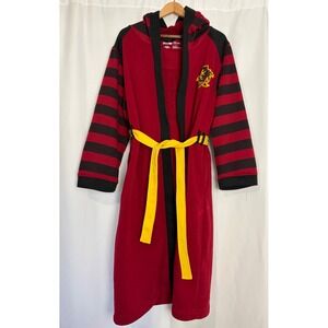Harry Potter Gryffindor Quidditch Robe Red Black Hooded Fleece Bathrobe S/M